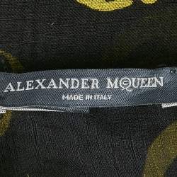 Alexander McQueen Black Skull Print Silk Scarf