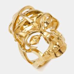Alexander McQueen Skull Gold Tone Ring Size 53