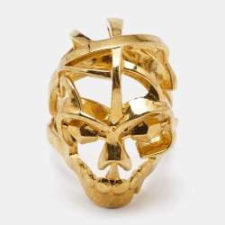 Alexander McQueen Skull Gold Tone Ring Size 53