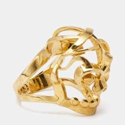 Alexander McQueen Skull Gold Tone Ring Size 53
