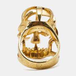 Alexander McQueen Skull Gold Tone Ring Size 53