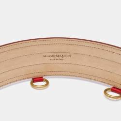 Alexander McQueen Red  Leather Waist Belt 85 CM