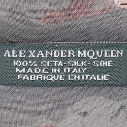 Alexander McQueen Grey Skull Printed Silk Scarf