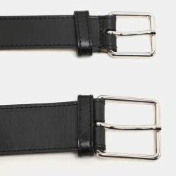 Alexander McQueen Black Leather Studded Double Waist Belt 65CM