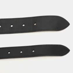 Alexander McQueen Black Leather Studded Double Waist Belt 65CM