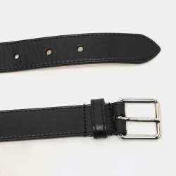 Alexander McQueen Black Leather and Chain Skinny Double Waist Belt 70CM
