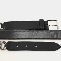 Alexander McQueen Black Leather and Chain Skinny Double Waist Belt 70CM