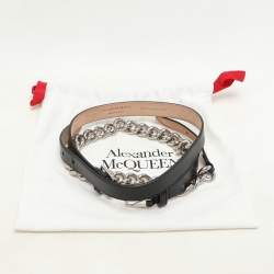 Alexander McQueen Black Leather and Chain Skinny Double Waist Belt 70CM