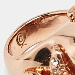 Alexander McQueen Skull Starfish Crystals Rose Gold Tone  Ring Size 52