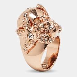 Alexander McQueen Skull Starfish Crystals Rose Gold Tone  Ring Size 52