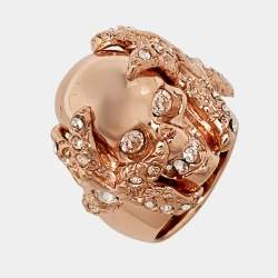 Alexander McQueen Skull Starfish Crystals Rose Gold Tone  Ring Size 52