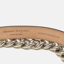 Alexander McQueen Black Leather Chain Double Waist Belt 75CM