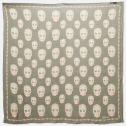 Alexander McQueen Black Skull Print Silk Scarf 