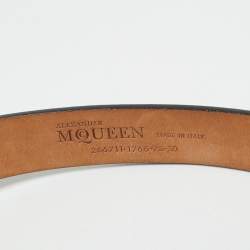 Alexander McQueen Black Embossed Leather Double Buckle Belt 75CM