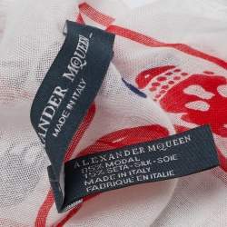 Pre Owned Alexander McQueen White Skull Print Modal and Silk Scarf