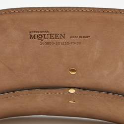 Pre Owned Alexander McQueen Dark Brown Leather Triple Buckle Wide Waist Belt 70CM