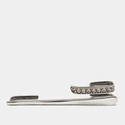 Pre Owned Alexander McQueen Crystals Silver Tone Brooch