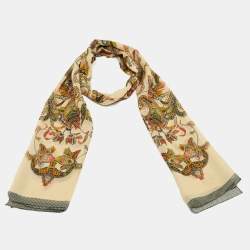 Pre Owned Alexander McQueen Cream Paisley Print Silk Scarf