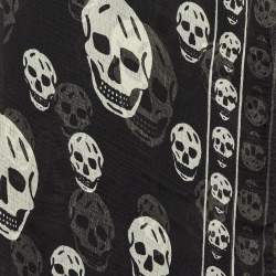 Pre Owned Alexander McQueen Black Skull Printed Modal & Silk Scarf
