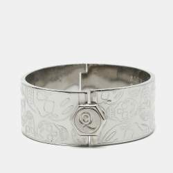 Pre Owned Alexander McQueen Skull Enamel Silver Tone Bracelet