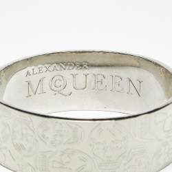 Pre Owned Alexander McQueen Skull Enamel Silver Tone Bracelet
