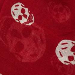 Pre Owned Alexander McQueen Red Skull printed Modal & Silk Scarf