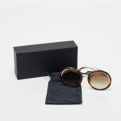 Pre Owned Alexander McQueen Tortoise Brown Gradient AM0150S Round Sunglasses