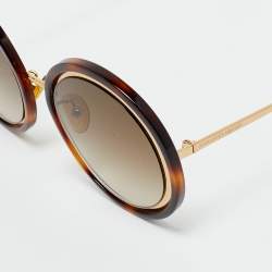 Pre Owned Alexander McQueen Tortoise Brown Gradient AM0150S Round Sunglasses