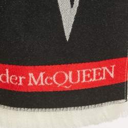 Pre Owned Alexander McQueen Black Skull Pattern Wool Shawl