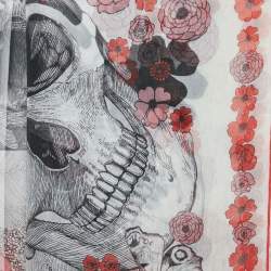 Pre Owned Alexander McQueen White Floral and Skull Print Silk Scarf