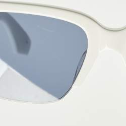 Pre Owned Alexander McQueen White/Blue AM0405S Frame Square Sunglasses