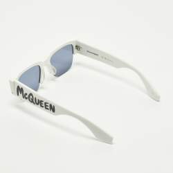 Pre Owned Alexander McQueen White/Blue AM0405S Frame Square Sunglasses