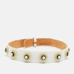 مملوكة مسبقًا حزام خصر ألكسندر ماكوين قماش أبيض مزين