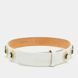 مملوكة مسبقًا حزام خصر ألكسندر ماكوين قماش أبيض مزين