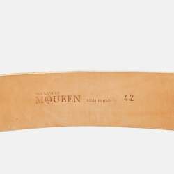 مملوكة مسبقًا حزام خصر ألكسندر ماكوين قماش أبيض مزين