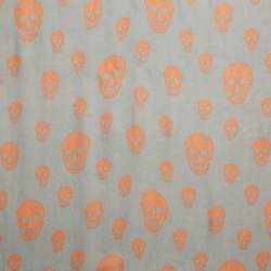 مملوكة مسبقًا Alexander McQueen Grey/Orange Skull Print Silk Scarf