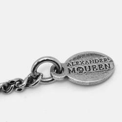 Pre Owned Alexander McQueen Skull Motif Silver Tone Pendant Necklace