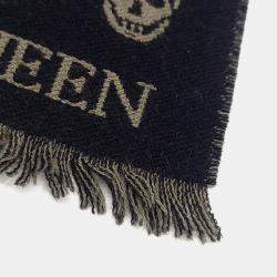 Pre Owned وشاح ألكسندر ماكوين صوف أسود بنقشة جمجمة