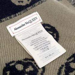 Pre Owned وشاح ألكسندر ماكوين صوف أسود بنقشة جمجمة