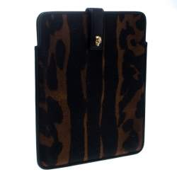 Alexander McQueen Ocelot Print Canvas IPad Case 