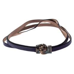 مملوكة مسبقًا Alexander McQueen Purple Triple Strand Leather Skull Choker Necklace