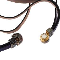 مملوكة مسبقًا Alexander McQueen Purple Triple Strand Leather Skull Choker Necklace