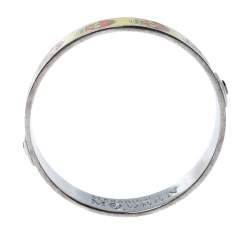 Pre Owned Alexander McQueen Yellow Resin Skull Enamel Silver Tone Bangle Bracelet