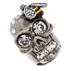 مملوكة مسبقًا خاتم أليكساندر ماكوين فضي اللون نحللللة وجمجمة مرصعة كريستال مقاس 52