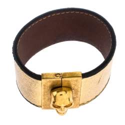 Pre Owned سوار أليكساندر ماكوين عريض حلية جمجمة بوابة ذهبية اللون جلد