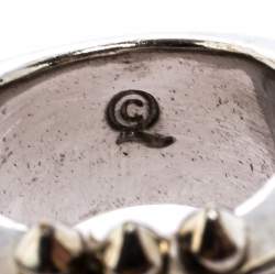 Pre Owned Alexander McQueen Skull Crystal Silver Tone Cocktail Ring Size 52.5