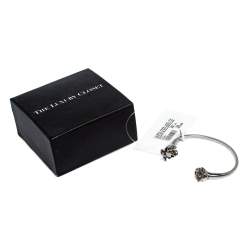 Pre Owned Alexander McQueen Raven Skull Silver Tone Open Cuff Bracelet M