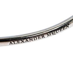 Pre Owned Alexander McQueen Raven Skull Silver Tone Open Cuff Bracelet M