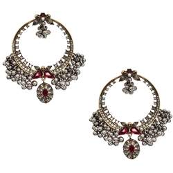 مملوكة مسبقًا Alexander McQueen Creole Crystal Embellished Metallic Sphere Hoop Earrings