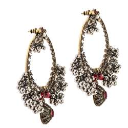 مملوكة مسبقًا Alexander McQueen Creole Crystal Embellished Metallic Sphere Hoop Earrings